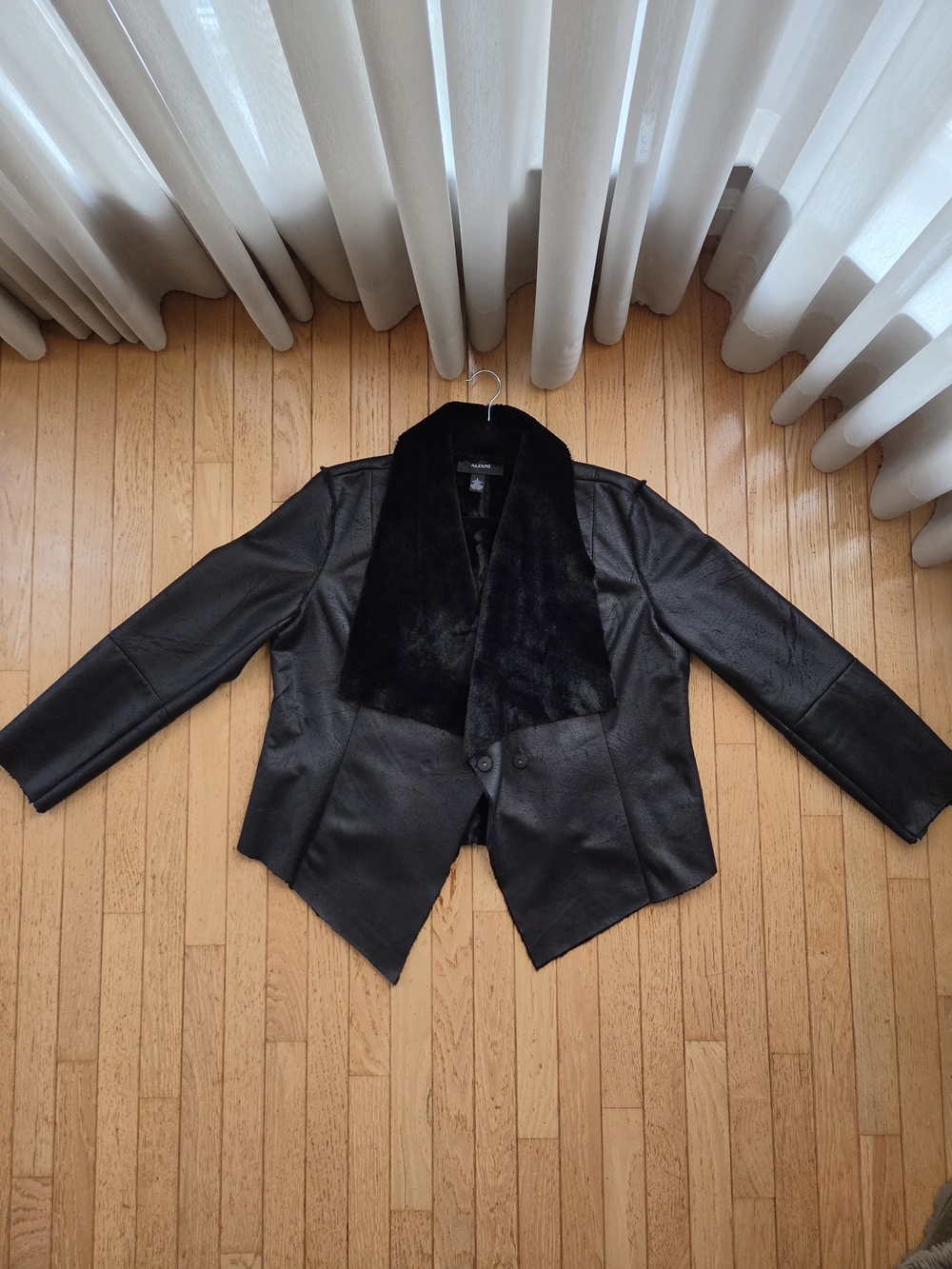 Alfani Black Faux-Suede Open-Front Jacket with Plush Faux-Fur Trim